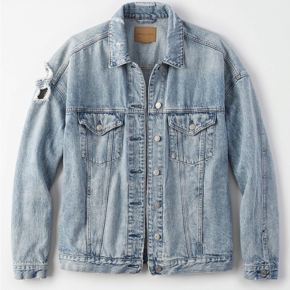American Eagle Distressed Oversized Denim Jacket
